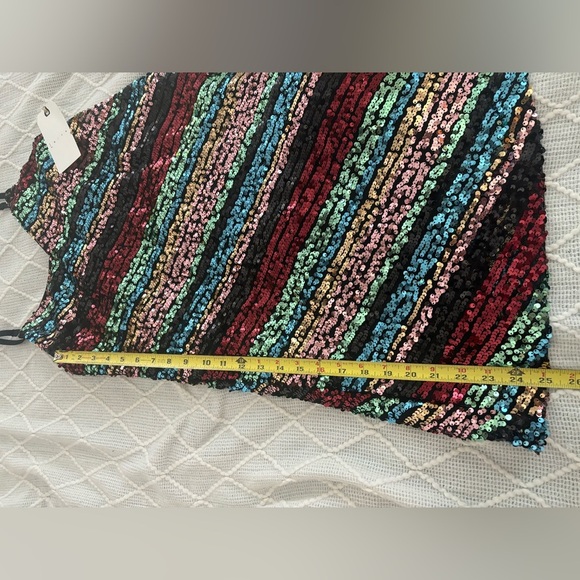 Leith Women’s NWT Sequin Spaghetti Strap Mini Party Rainbow Dress. Medium - Picture 3 of 6